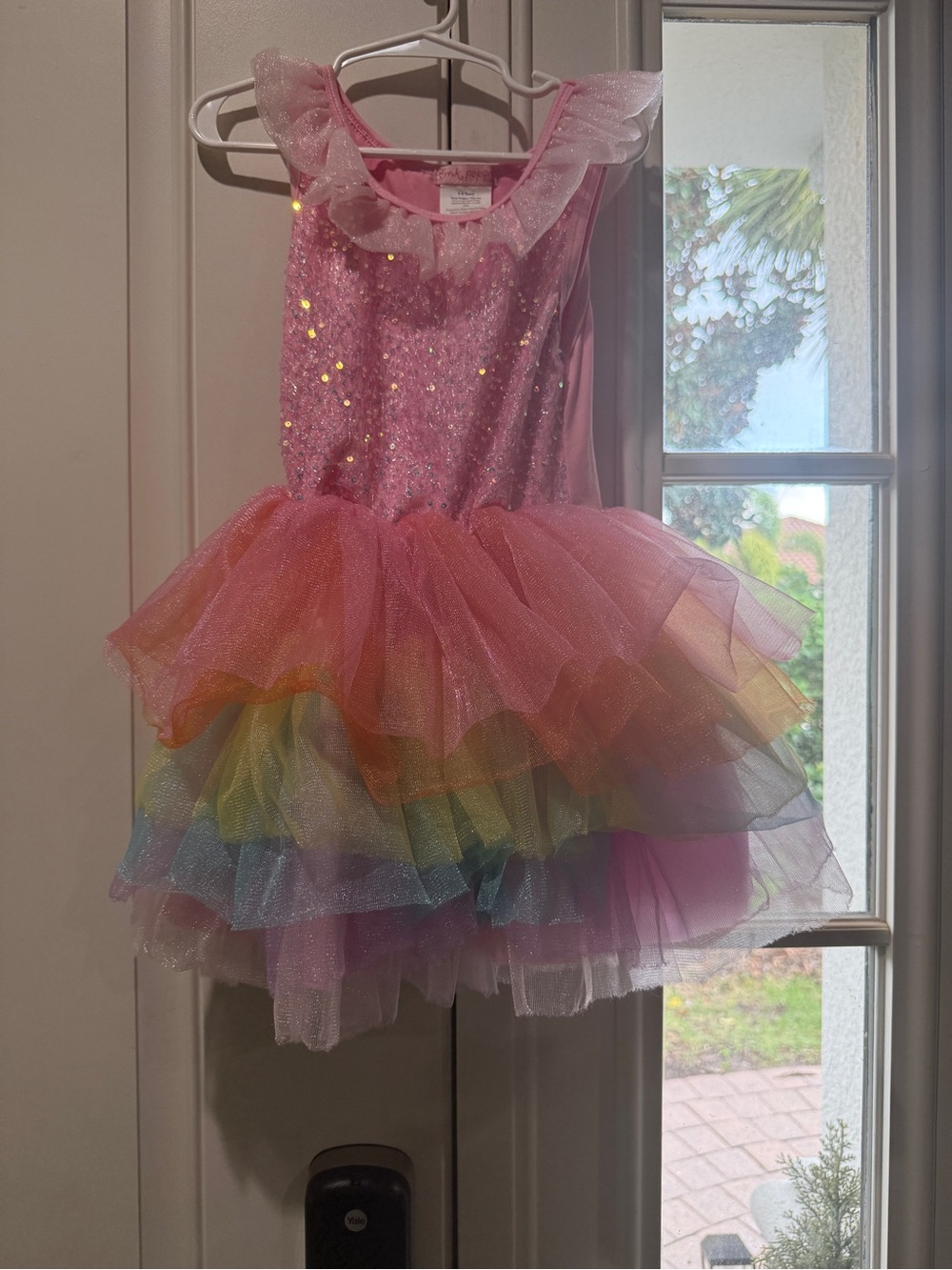 Glitter Pink Rainbow Tulle Dance Costume for Kids